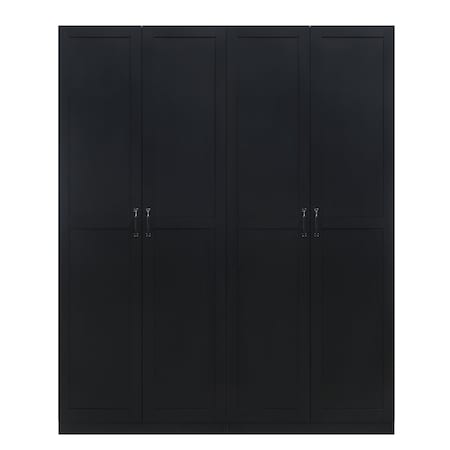 Manhattan Comfort Hopkins Storage Closet 2.0 in Black - Set of 2 2-2GLF-BK